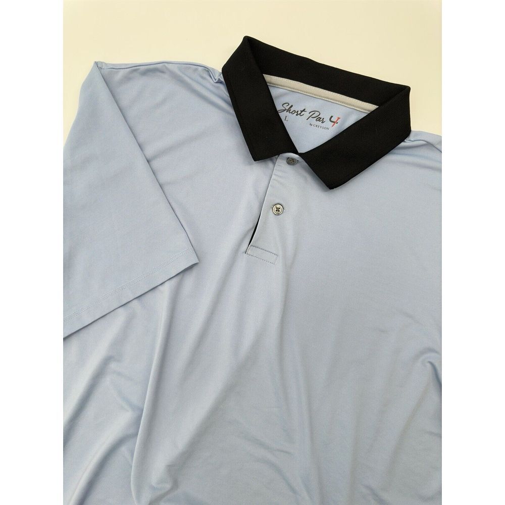 Short‎ Par 4 By Greyson Men's Light Blue Short Sleeve Golf Shirt Polo Size Large